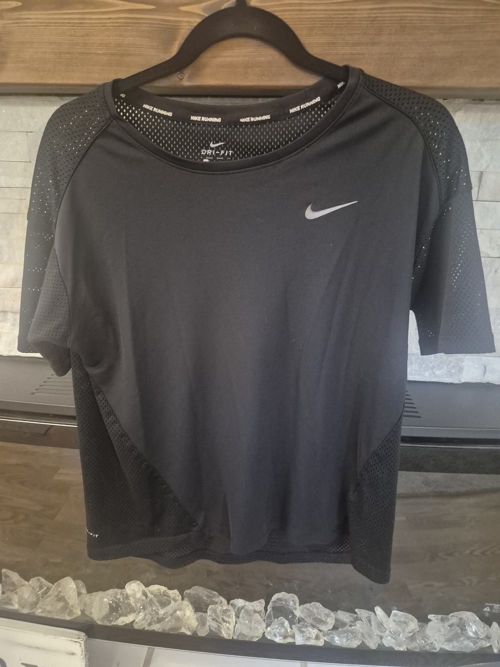 Nike Mens Black Dri-FIT Short Sleeve Running Tee